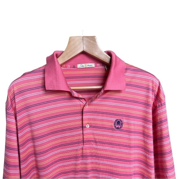 Peter Millar Men’s Double Mercerized Pink Striped Golf Polo Shirt, Size XL - Picture 3 of 8